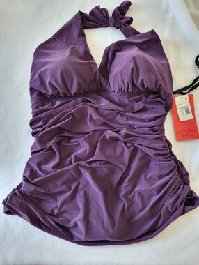 NWT Magicsuit Yvonne Swim Dress In Fig Size 16